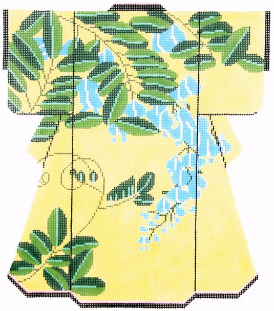 SPM357SKU Lee's Needle Blue Floral on Yellow Kimono 18M 2013 8in. x 10in.