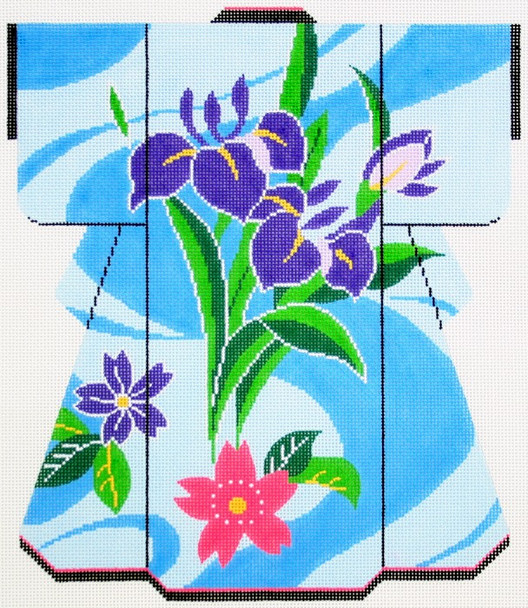 SPM358SKU Lee's Needle Arts Swirly Blue W/ Flowers Kimono 18M 8in. x 10in.