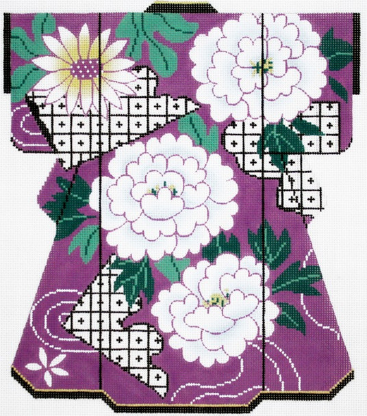 SPM365SKU Lee's Needle Arts White Floral on Purple Kimono 18M 8in. x 10in. Special  Order  Retired