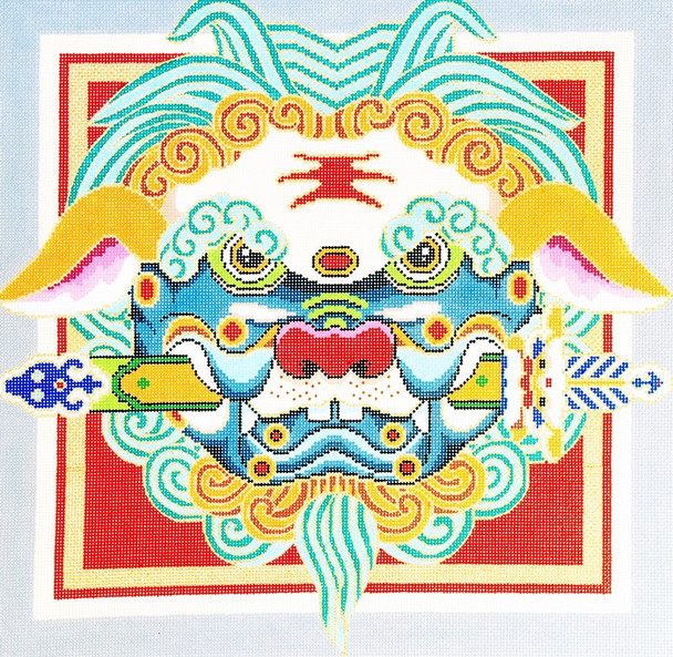 P1137SKU Lee's Needle Arts Chinese Lion Face Hand-painted canvas - 13 Mesh 16X16