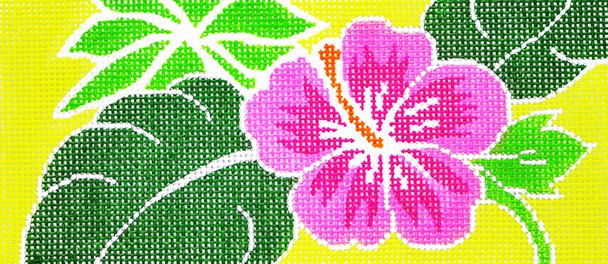 BB69 Lee's Needle Arts Hibiscus Hand-painted canvas - 18 Mesh 6in. X 2.75in.