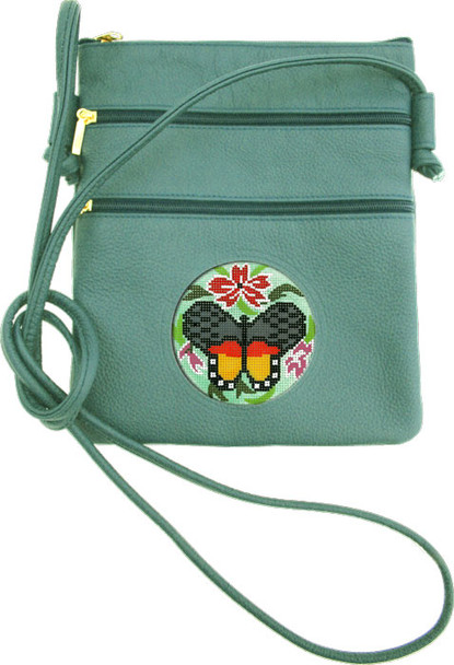 BAG63G Lee's Needle Arts Cross-body Purse - Green - 6.5"Wx8"H