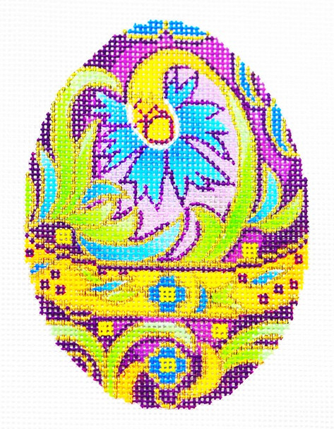 XM415SKU Lee's Needle Arts Faberge Egg Hand-Painted Canvas 3in x 4in, 18m