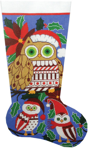 XS7153Lee's Needle Arts Stocking Christmas Owls 13M 13in x 23in.