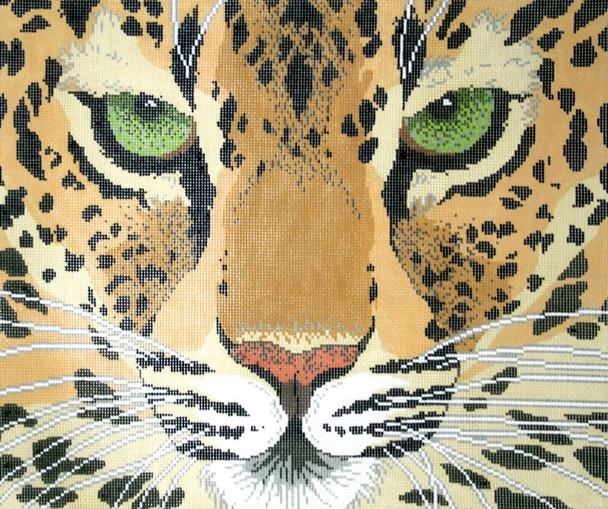 P947-W Lee's Needle Arts Leopard Face Hand Painted Canvas - 12 Mesh 18in x 15in