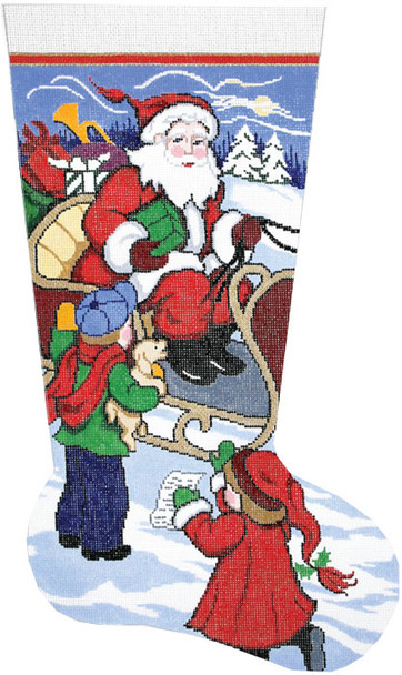 XS7157SKU Lee's Needle Arts Stocking Christmas Stocking, Here`s My List Santa, 13M 13in x 23in