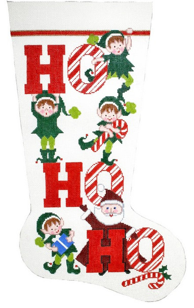 XS7146SKU Lee's Needle Arts Stocking HO HO HO Hand Painted Canvas - 13 Mesh 2012 13in x 23in