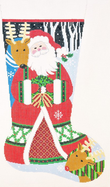 XS7078SKU Lee's Needle Arts Stocking Loving Santa Hand-painted canvas - 13 Mesh 13in.x23in.