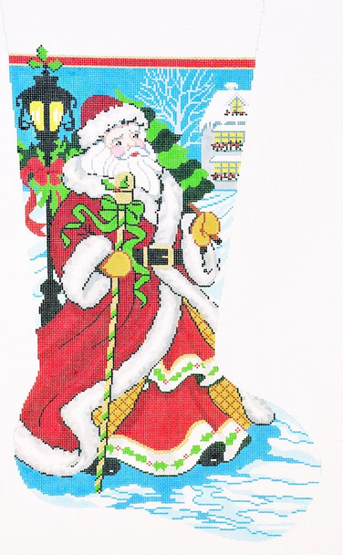 XS7088SKU Lee's Needle Arts Stocking Old World Santa Hand-painted canvas - 13 Mesh 13in.x23in.