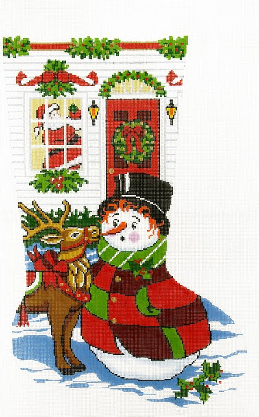 XS7131 Lee's Needle Arts Stocking Reindeer Antics Hand-painted canvas - 13 Mesh 13in.x23in.