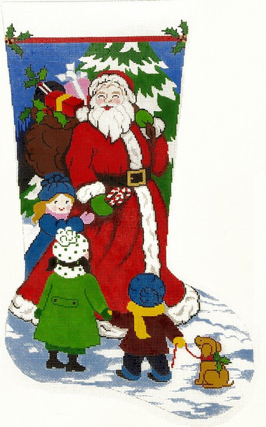 XS7135SKU Lee's Needle Arts Stocking Santa`s Got Candy Stocking  Hand-painted canvas - 13 Mesh 13in. x 23in.