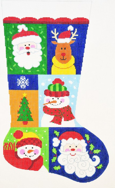 XS7103SKU Lee's Needle Arts Stocking Sampler # 2 Hand-painted canvas - 13 Mesh 13in.x23in.
