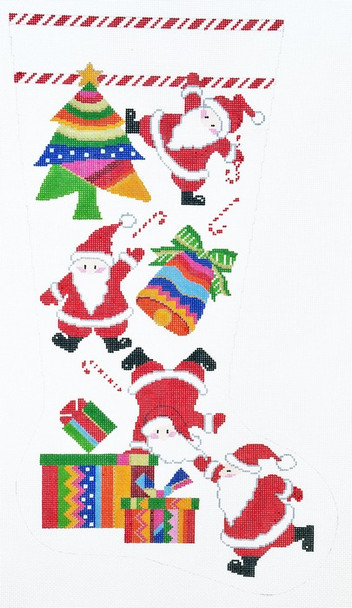 XS7071SKU Lee's Needle Arts Stocking  Tumbling Santa™ Hand-painted canvas - 13 Mesh 13in.x23in.