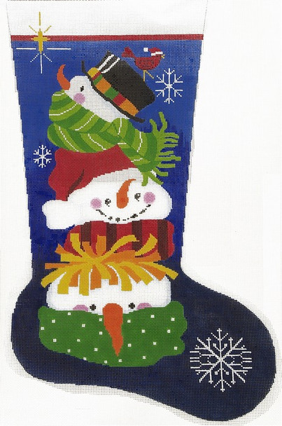 XS7133SKU Lee's Needle Arts Stocking Snowfaces Stocking Hand-painted canvas - 13 Mesh 13in. x 23in.