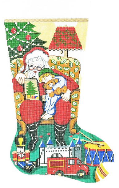 XS7029SKU Lee's Needle Arts Stocking Story Time Boy Hand-painted canvas - 13 Mesh 13in.x23in.