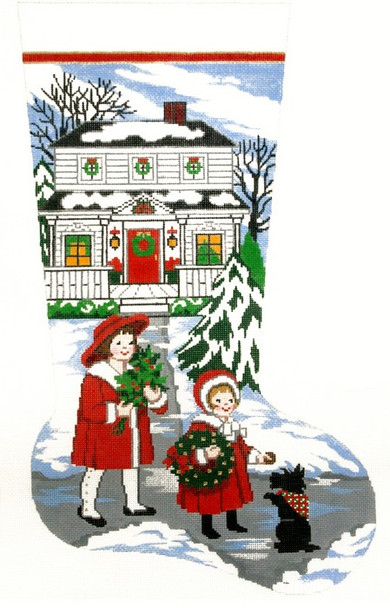 XS7143 Lee's Needle Arts Stocking Victorian Children 13Ct  Hand-painted canvas 13in x 23in