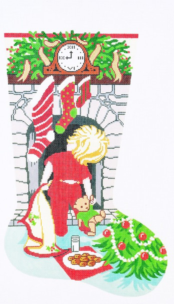 XS7080SKU Lee's Needle Arts Stocking Where Is Santa - Little Boy Hand-painted canvas - 13 Mesh 13in.x23in.