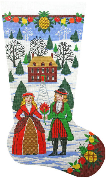 XS7156SKU Lee's Needle Arts Stocking  Williamsburg Folk Art 13M 13in x 23in.