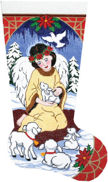 XS7158SKU Lee's Needle Arts Stocking Christmas Stocking, Woodland Angel, 13M 13in x 23in