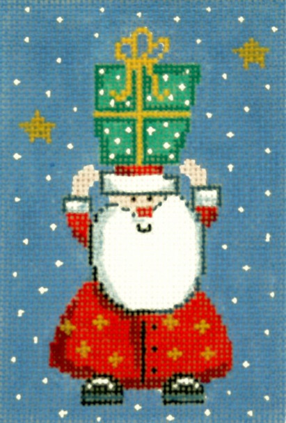 WH1320SKU Lee's Needle Arts Santa with Presents Hand-painted canvas - 18 Mesh 3in. x 4.5in.