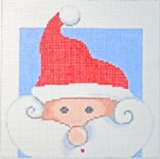 WH1353SKU Lee's Needle Arts Santa #3 on blue background, 5x5, 18M