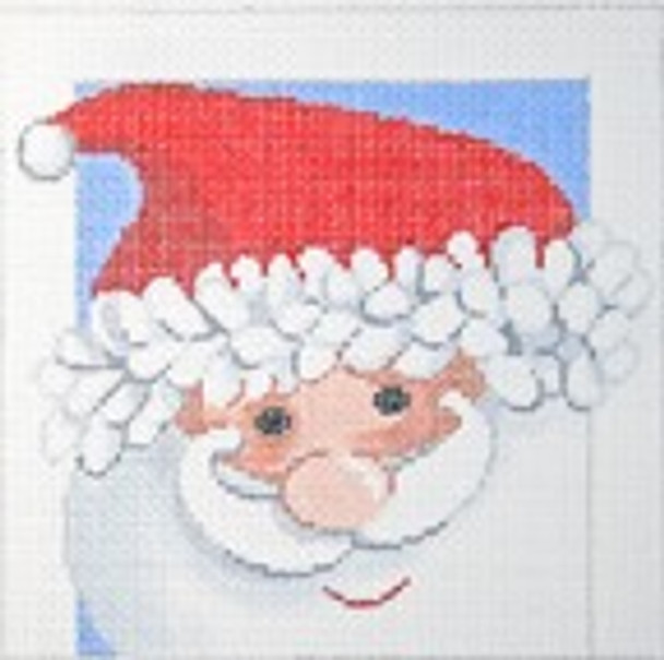 WH1354SKU Lee's Needle Arts Santa #4 on blue background, 5x5, 18M