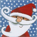 WH1345 Lee's Needle Arts Smiling Santa, Blue & White Polka Dots, 5x5, 18M
