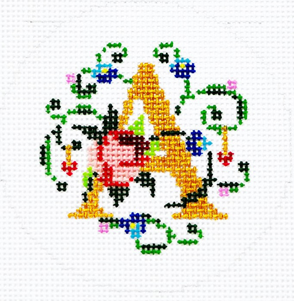 BJ01 Floral A Lee's Needle Arts 18 Mesh 3in. ROUND