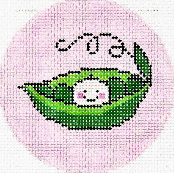 BJ131 Lee's Needle Arts Pea In A Pod Hand-painted canvas - 18 Mesh 3in. ROUND