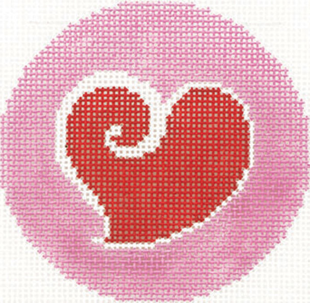 BJ165 Lee's Needle Arts Heart Hand-painted canvas - 18 Mesh 3in. Round