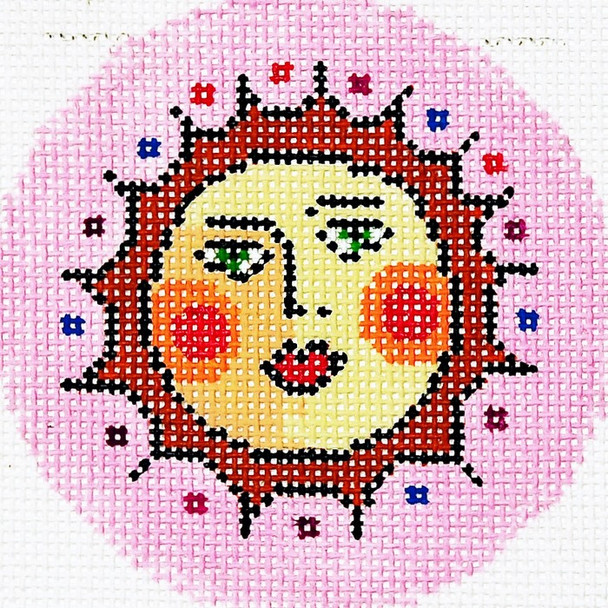 BJ127 Lee's Needle Arts Sun Face Hand-painted canvas - 18 Mesh 3in. ROUND