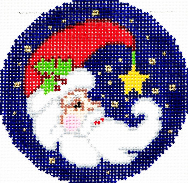 BJ86 Lee's Needle Arts Santa Crescent Hand-painted canvas - 18 Mesh 3in. ROUND