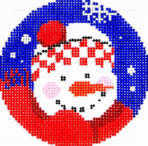 BJ99 Lee's Needle Arts Snowman Hand-painted canvas - 18 Mesh 3in. ROUND