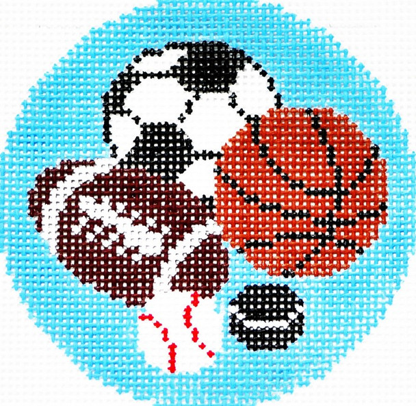 BJ64 Lee's Needle Arts All Sports Hand-painted canvas - 18 Mesh 3in. ROUND