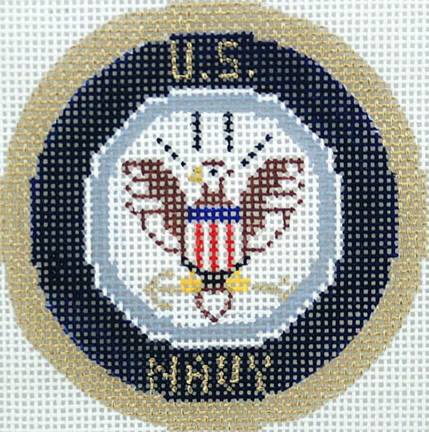 BJ205 Lee's Needle Arts US Navy Hand-painted canvas - 18 Mesh 2012 3in ROUND