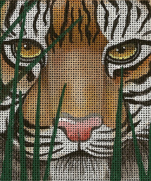 BG91 Lee's Needle Arts A Tiger Awaits - Leigh Design Exclusive  Hand-painted canvas - 18 Mesh 2011