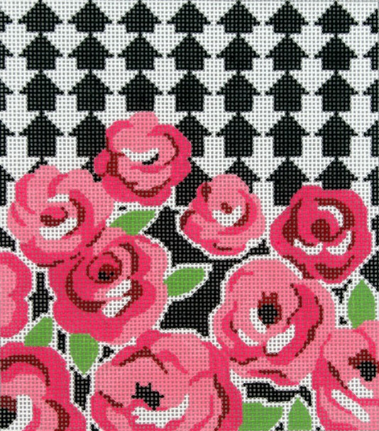 BG79 Lee's Needle Arts Roses Up Hand Painted Canvas - 18 Mesh