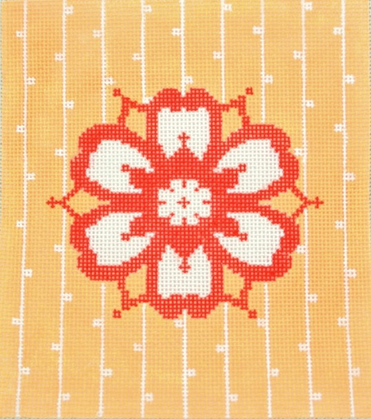 BG110 Lee's Needle Arts Orange Foral Hand-painted canvas - 18 Mesh