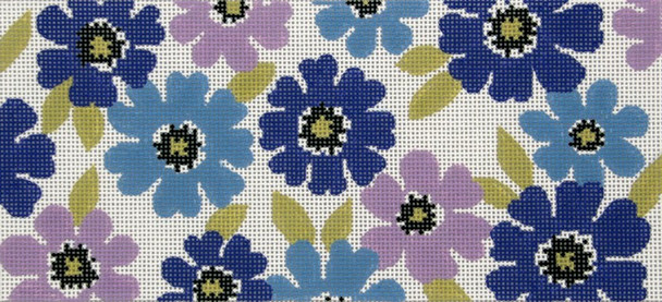 BR61 Lee's Needle Arts Lavender Floral Hand Painted Canvas - 18 Mesh 2011 8.25in x 4in