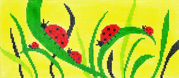 BR46 Lee's Needle Arts Ladybugs Hand-painted canvas - 18 Mesh 8.25in. X 4in