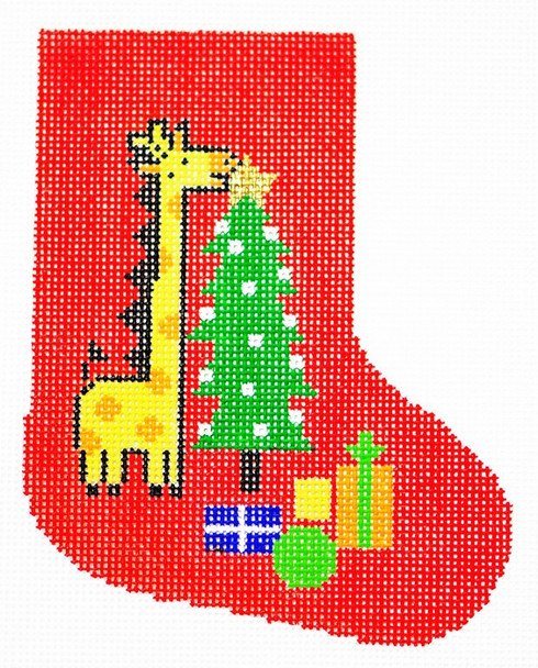 BX27 Lee's Needle Arts Stocking Giraffe & Tree Hand-painted canvas - 18 Mesh 4in. X 5in.