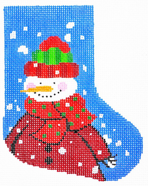 BX08 Lee's Needle Arts Stocking Dot Scarf Snowman Hand-painted canvas - 18 Mesh 4in. X 5in.