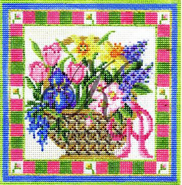 Basket KWP09A Spring Flowers 4.6 x 4.6 18 Mesh KELLY CLARK STUDIO, LLC