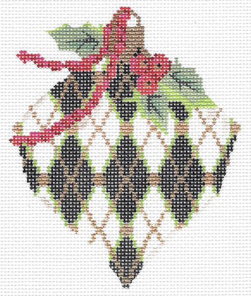 Ornament KAH42-18 Jet Harlequin Heart  3.75"w x 4.5"h 18 Mesh KELLY CLARK STUDIO, LLC