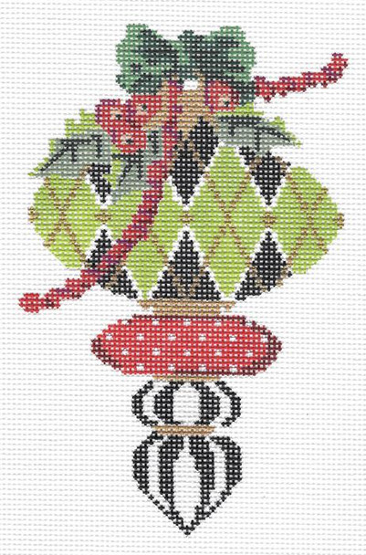 Ornament KAH40-18 Peridot & Holly Harleguin 3.75"w x 5.75"h 18 Mesh KELLY CLARK STUDIO, LLC