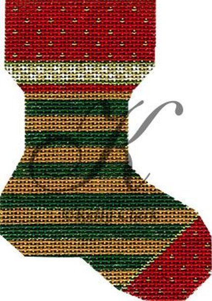 Ornament KFA04 Forest & Honey Striped Sock 4"w x 5.5"h 14 Mesh KELLY CLARK STUDIO, LLC