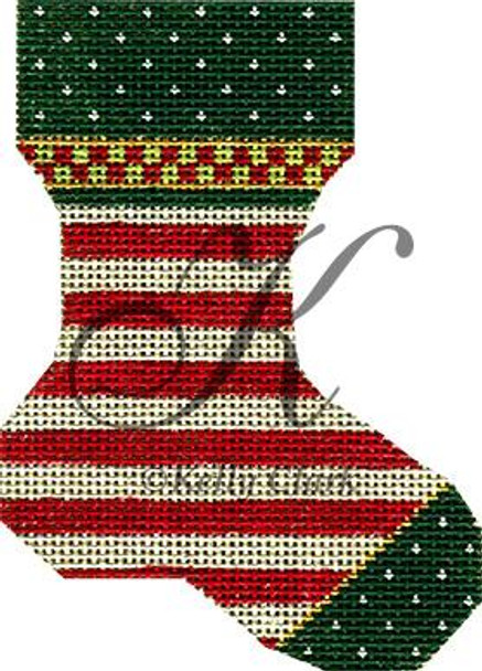 KFA03 Red & White Striped Sock 4"w x 5.5"h 14 Mesh KELLY CLARK STUDIO, LLC