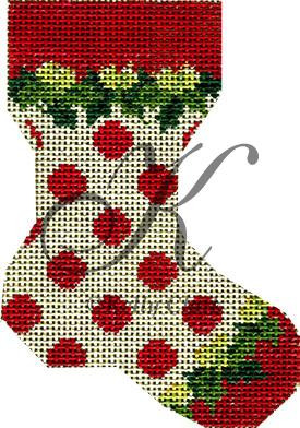 Ornament KFA01-18 Micro Sock: Red & White Polka Dot 3.1"w x 4.25"h 18 Mesh KELLY CLARK STUDIO, LLC