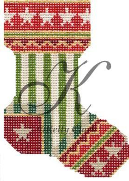 KCN731 Christmas Green Striped Micro Sock 2.75"w X 4"h 18 Mesh KELLY CLARK STUDIO, LLC