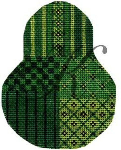 KCN1428 Christmas Green Sampler Pear 3.5"w x 4.5"h 18 Mesh KELLY CLARK STUDIO, LLC